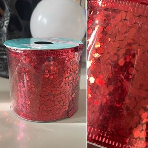3/$15 OKI Decorative Ribbon Red Sequin Christmas Ribbon Wide Ribbon 9 Feet